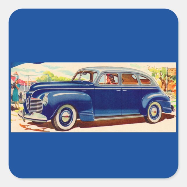 blue 1941 Plymouth Square Sticker (Front)