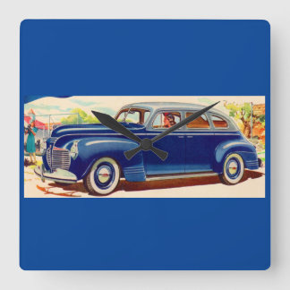 blue 1941 Plymouth Square Wall Clock