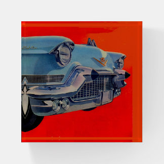 blue 1950s Cadillac hood Paperweight