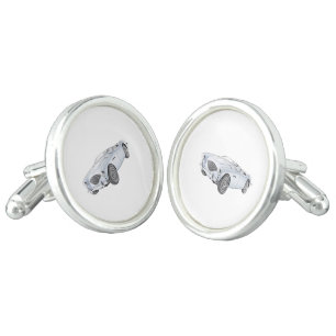 Blue 1953 Austin-Healey 100 Pencil Style Drawing Cufflinks