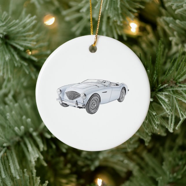 Blue 1953 Austin-Healey Convertible Ceramic Ornament (Tree)