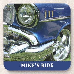 Blue 1957 Chevy, Name or Message, Your Photo Beverage Coaster