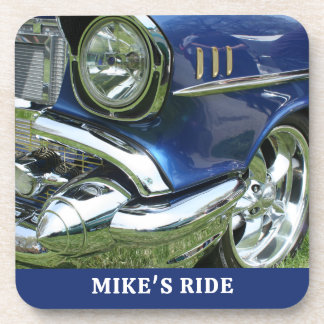 Blue 1957 Chevy, Name or Message, Your Photo Beverage Coaster