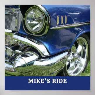 Blue 1957 Chevy, Name or Message, Your Photo Poster