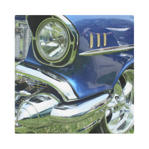 Blue 1957 Chevy Vintage Car Metal Print