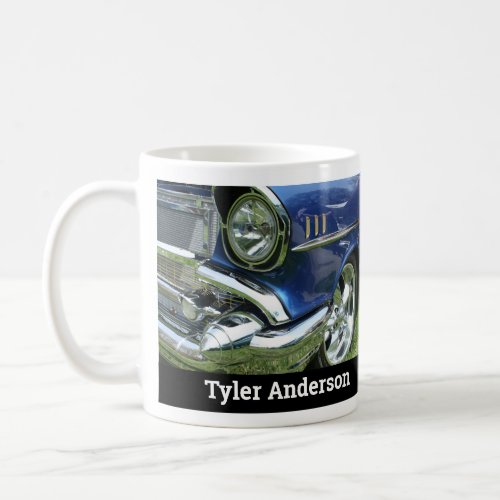 Blue 1957 Chevy Vintage Car Photo DIY Name Coffee Mug