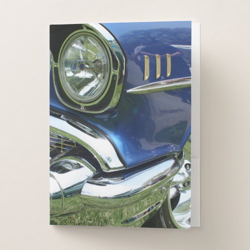 Blue 1957 Chevy Vintage Car Pocket Folder