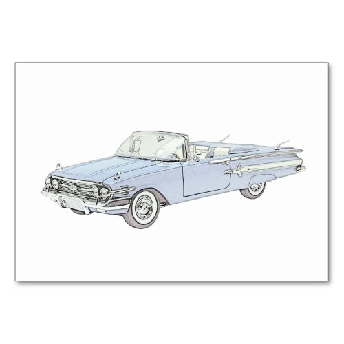 Blue 1960 Chevy Impala Convertible Illustration Table Number