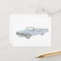 Blue 1960 Chevy Impala Convertible Pencil Drawing