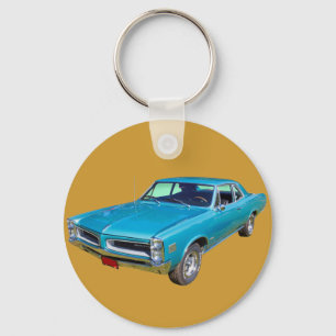 Blue 1966 Pontiac Le Mans Muscle Car Keychain
