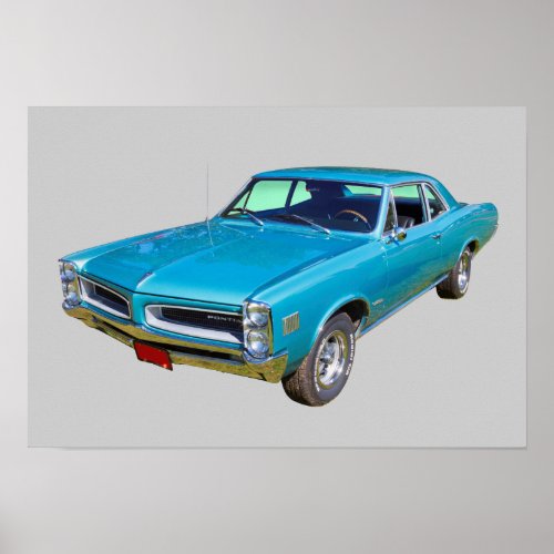 Blue 1966 Pontiac Le Mans Muscle Car Poster