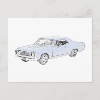 Blue 1967 Chevy Chevelle Muscle Car Pencil Drawing Postcard by PNGDesign at Zazzle