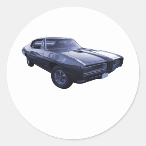 Blue 1968 Pontiac GTO Classic Round Sticker