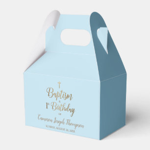 Blue 1st Birthday baptism baby boy Favor Box