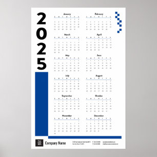 Blue 2025 Corporate Wall Calendar Poster