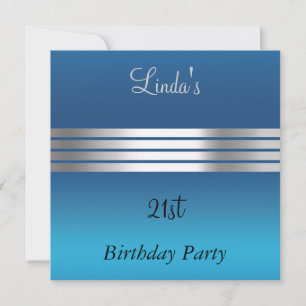Blue 21st Birthday Party Invitation
