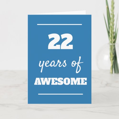 Blue 22nd Birthday Card