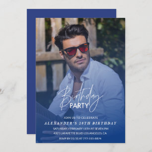 Blue 28th birthday invitation Birthday party Photo