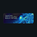 Blue 2 Abstract Art Label<br><div class="desc">Cute modern abstract fractal by Vicky Brago-Mitchell. Artistic digital nature pattern computer-generated fine art.</div>