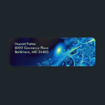 Blue 2 Abstract Art Label<br><div class="desc">Cute modern abstract fractal by Vicky Brago-Mitchell. Artistic digital nature pattern computer-generated fine art.</div>