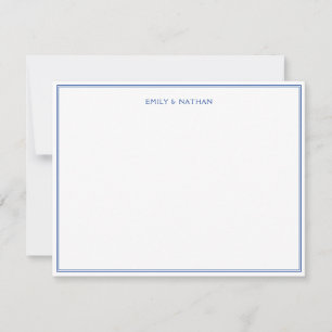 Blue 2 Border Couple Wedding Engagement Custom Note Card