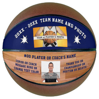 Blue 2 Photos, Text Custom Made Basketball