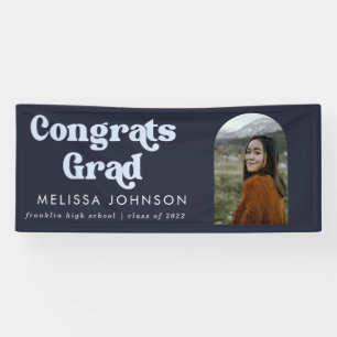 Blue 2 Tone Retro Type Arch Photo Grad Party Banner