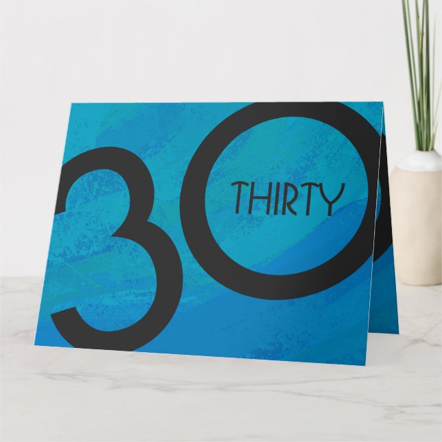 Blue 30 Decade Birthday Card (Front)