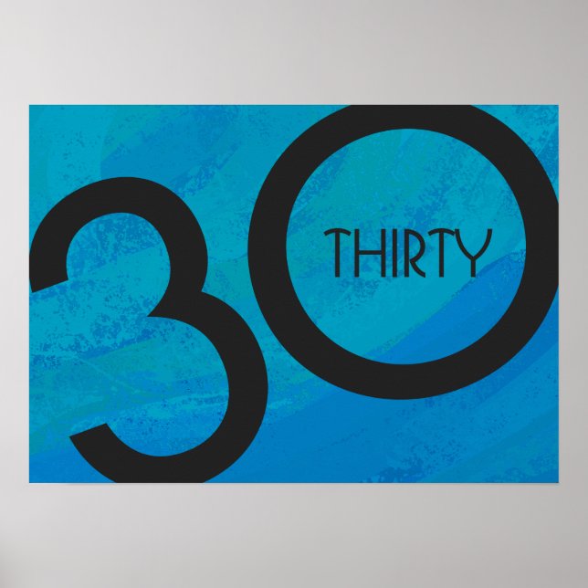 Blue 30 Decade Birthday Poster (Front)