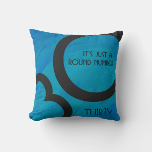Blue 30 Decade Birthday Throw Pillow