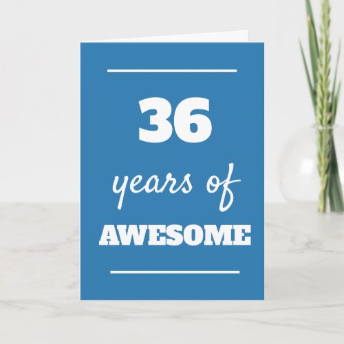 Blue 36th Birthday Card