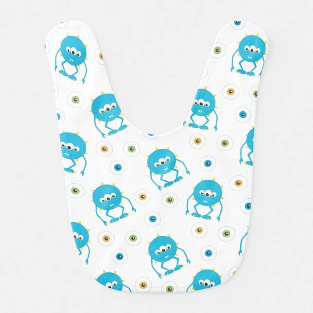 Blue 3 Eyed Monsters Bib (Front)