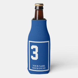 Blue 3 Personalized Horse Racing Saddle Blanket Bottle Cooler