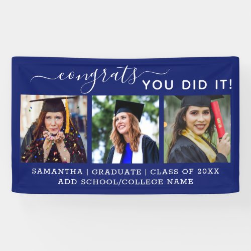 Blue 3 Photo Congrats Graduate 2022 Graduation  Banner