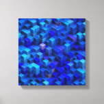 Blue 3D cubes abstract geometric pattern Canvas Print