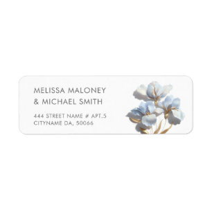 Blue 3D Flowers Stylized Lilies Wedding Label