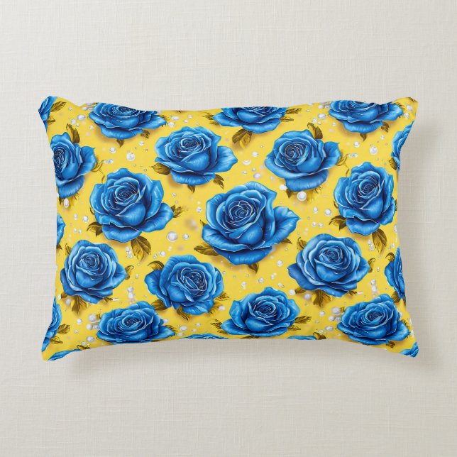Blue 3d roses accent pillow (Front)