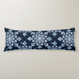 Blue 3d snowflakes body pillow