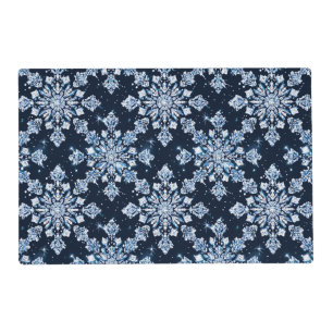 Blue 3d snowflakes placemat