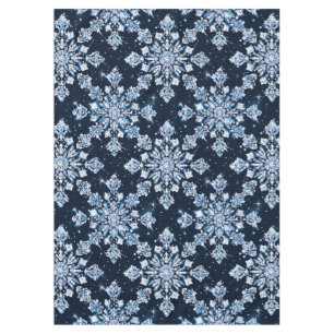 Blue 3d snowflakes tablecloth