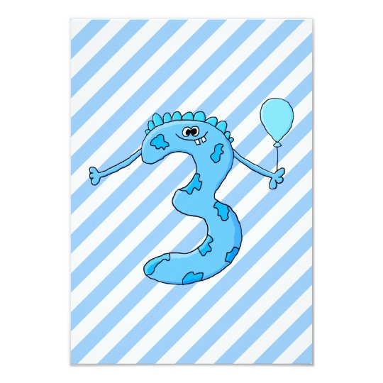 Blue 3rd Birthday Cartoon. Card