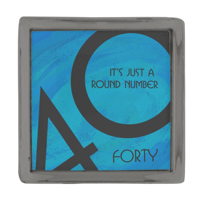 Blue 40 Decade Birthday Gunmetal Finish Lapel Pin (Front)