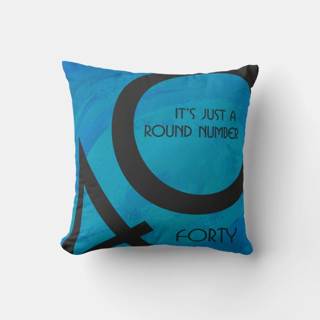 Blue 40 Decade Birthday Throw Pillow (Front)