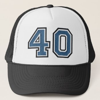 Blue 40th Birthday Party Trucker Hat by TomR1953 at Zazzle