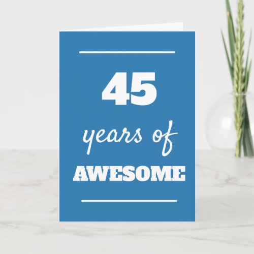 Blue 45th Birthday Card