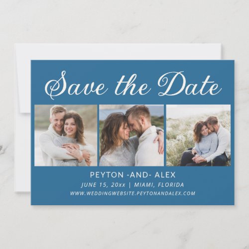 Blue 4_Photo 2 Sided Wedding Save Date  Save The Date