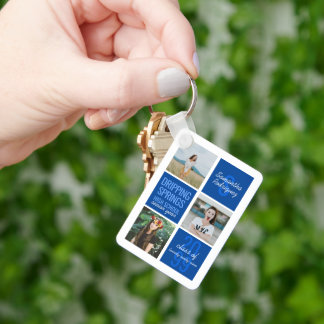 Blue 4-Photo Fun Boxes Class Year Keychain