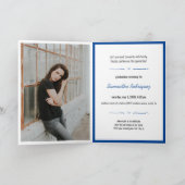 Blue 4-Photo Fun Boxes Graduation Invitation (Inside)
