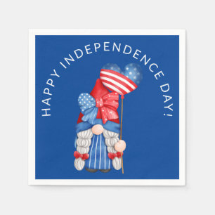 Blue 4th of July Gnome Independence Day Party Napkins