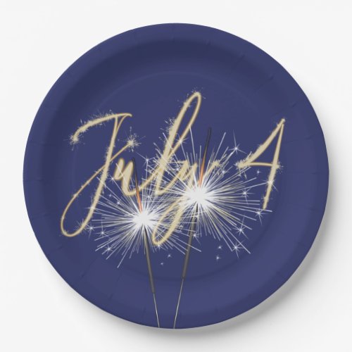 Blue 4th of July Sparklers Paper Plate